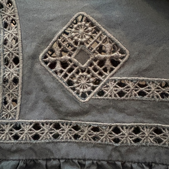 XS Free People Teal Blue Embroidered Flowy Blouse - Picture 3 of 6